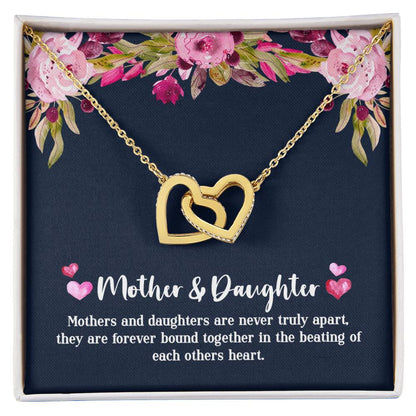 Mother & Daughter - Never Truly Apart Interlocking Hearts Necklace
