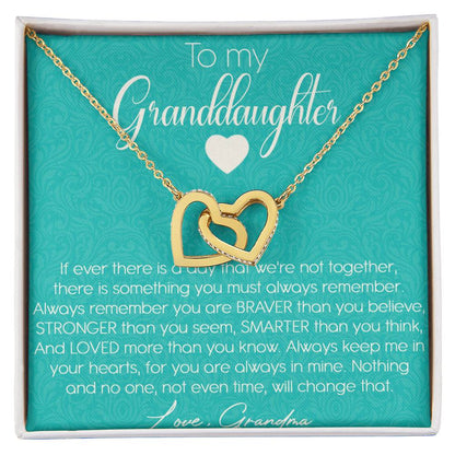 To My Granddaughter Interlocking Hearts Necklace Message Card