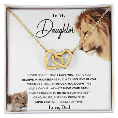 To My Daughter - This Old Lion - Hearts Necklace Interlocking Hearts Necklace