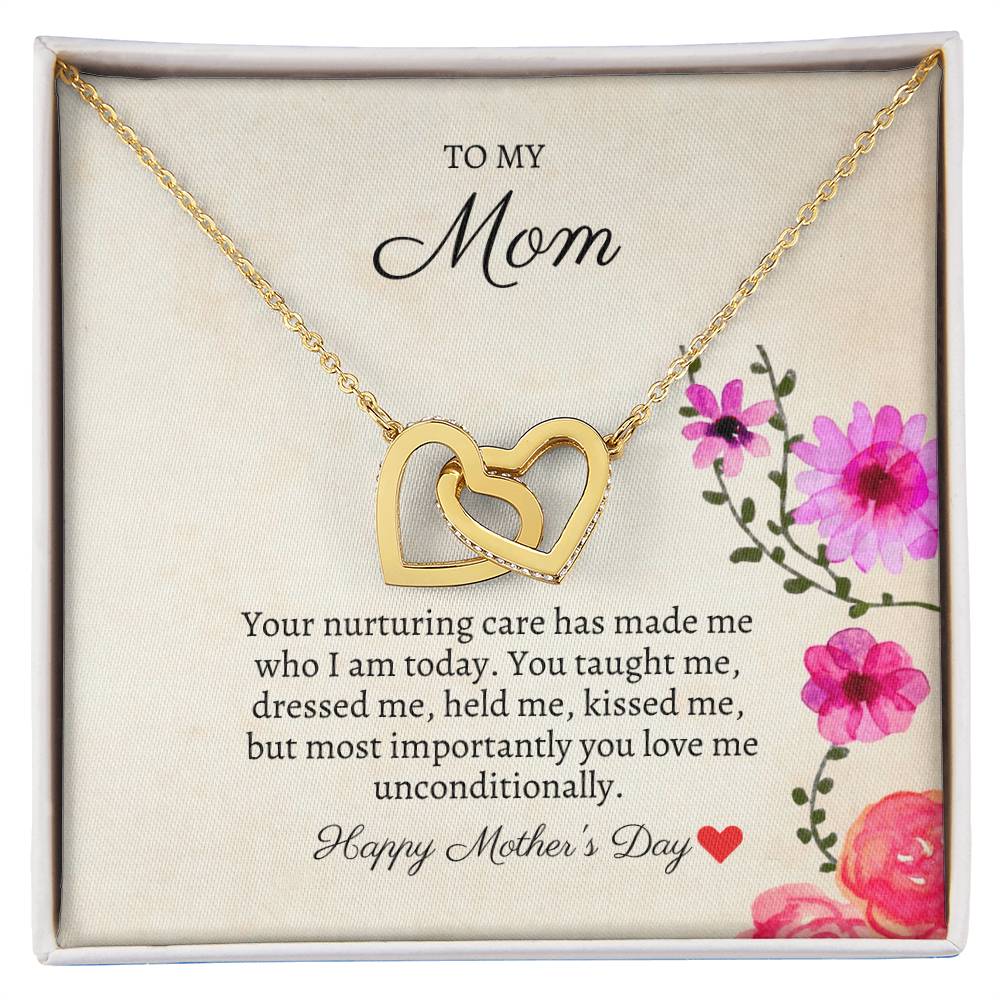To My Mom - Unconditional Love - Necklace Interlocking Hearts Necklace