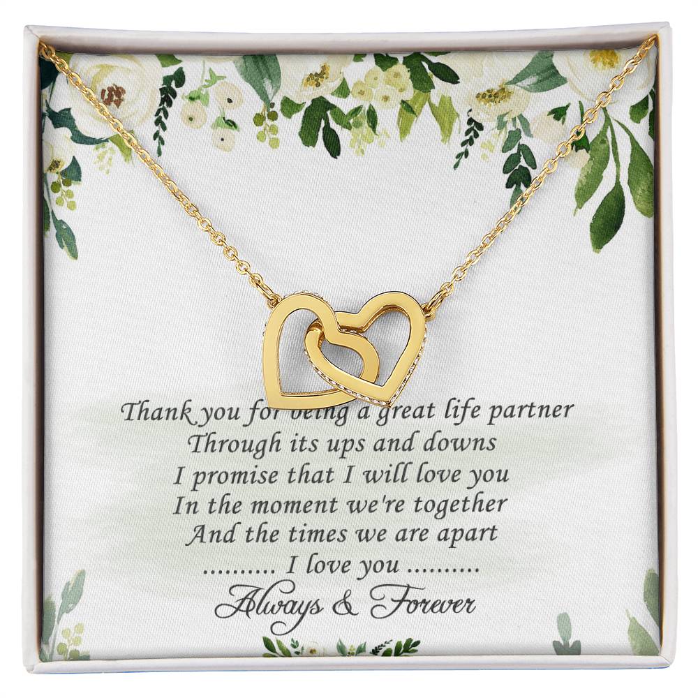 To My Love Interlocking Hearts Necklace Message Card