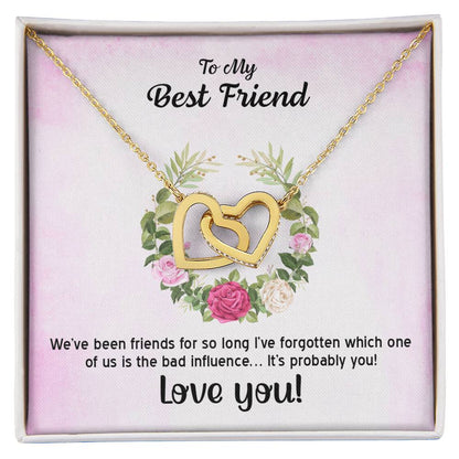 Best Friens Double Hearts Gift .We'Ve Been Friends So Long Interlocking Hearts Necklace