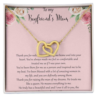 To My Boyfriends Mom - Pink Interlocking Hearts Necklace