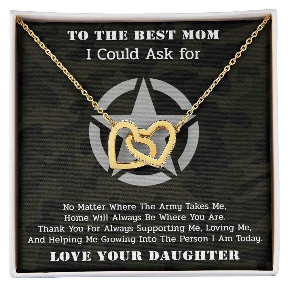 The Best Army Mom - Interlocked Necklace From Daughter Interlocking Hearts Necklace