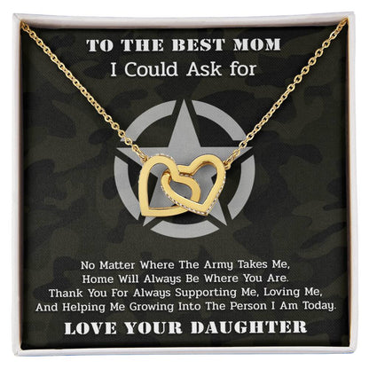 The Best Army Mom - Interlocked Necklace From Daughter Interlocking Hearts Necklace