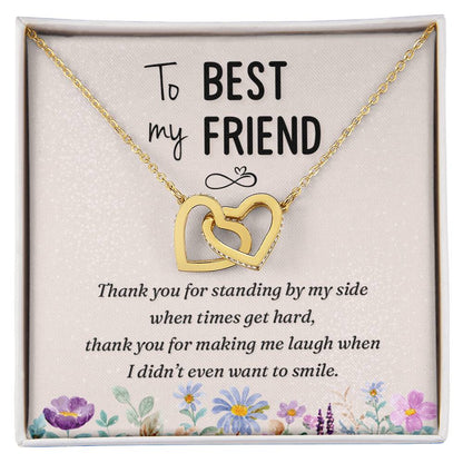 To My Best Friend-Thank You Interlocking Hearts Necklace