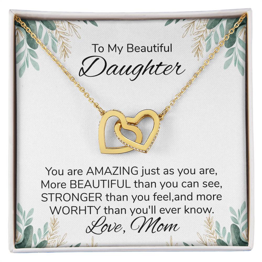 To My Daughter Necklace Gift From Mom Mothers Day Gift For Daughter From Mother Sentimental Jewelry Gifts For Daughter From Mom Interlocking Hearts Necklace