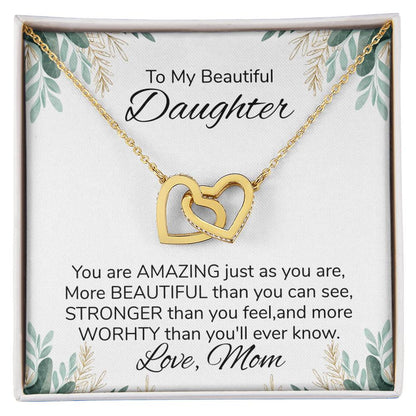 To My Daughter Necklace Gift From Mom Mothers Day Gift For Daughter From Mother Sentimental Jewelry Gifts For Daughter From Mom Interlocking Hearts Necklace