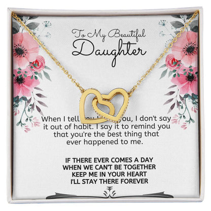 To My Daughter-Interlocking Hearts Necklace