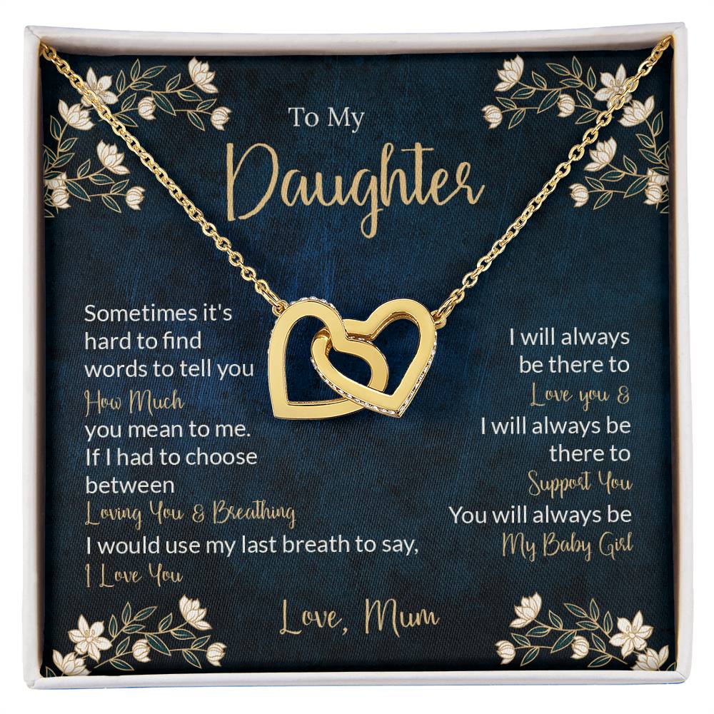 To My Daughter - Unique Heart Bonding Necklace Gift Set Interlocking Hearts Necklace