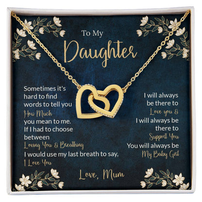 To My Daughter - Unique Heart Bonding Necklace Gift Set Interlocking Hearts Necklace
