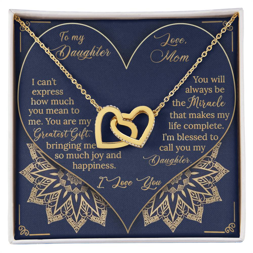 To My Daughter - Greatest Gift Miracle - Necklace Interlocking Hearts Necklace