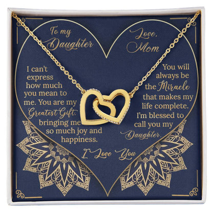To My Daughter - Greatest Gift Miracle - Necklace Interlocking Hearts Necklace