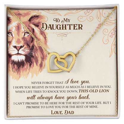 To My Daughter - This Old Lion - Necklace Interlocking Hearts Necklace