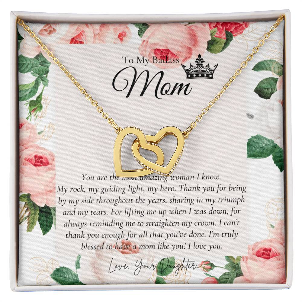 To My Beautiful Mom Necklace Badass Mom Gift Mother’S Day Gift Birthday Gift Gift From Daughter On Wedding Day Interlocking Hearts Necklace