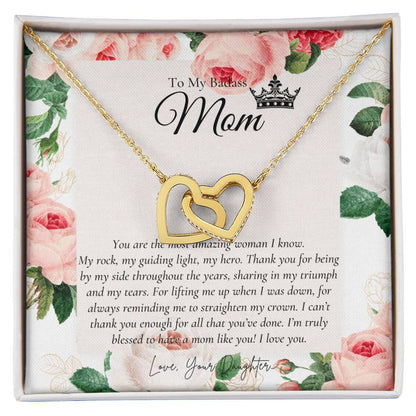 To My Beautiful Mom Necklace Badass Mom Gift Mother’S Day Gift Birthday Gift Gift From Daughter On Wedding Day Interlocking Hearts Necklace