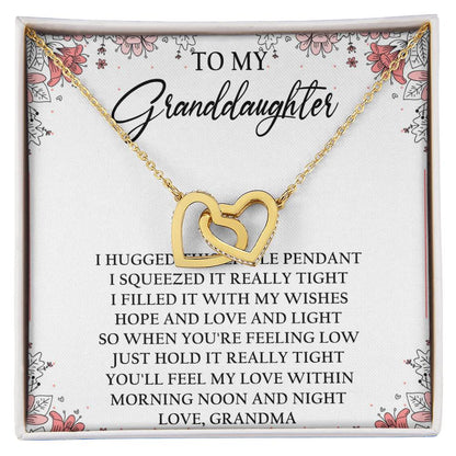 To My Granddaughter Interlocking Hearts Necklace Message Card