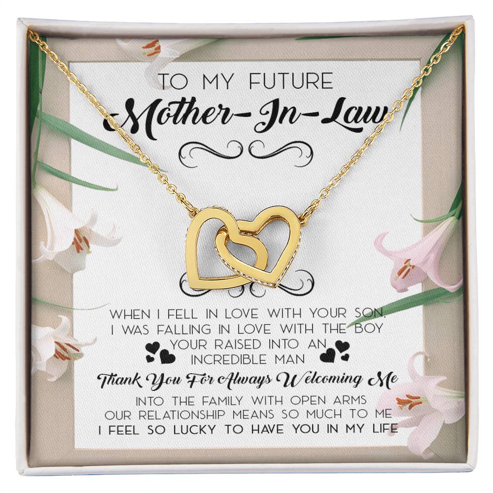 To My Future Mother In Law Mother In Law Necklace Mother In Law Wedding Gift Mother In Law Wedding Card Mother In Law Love Knot Necklace Interlocking Hearts Necklace