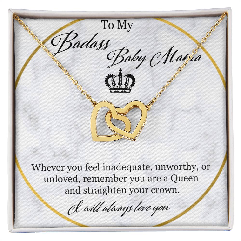 To My Badass Baby Mama Interlocking Hearts Necklace