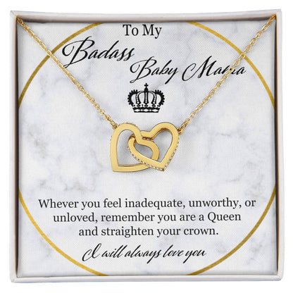 To My Badass Baby Mama Interlocking Hearts Necklace