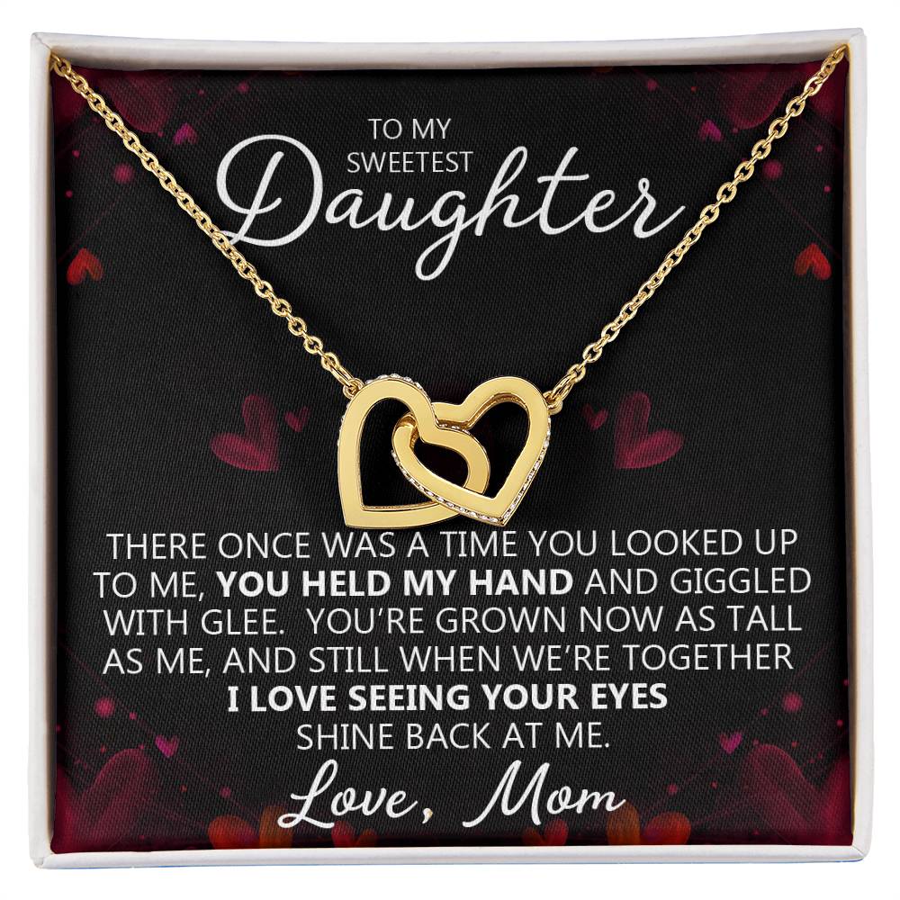 To My Daughter - You Are My Heart - Unique Heart Bonding Necklace Gift Set Interlocking Hearts Necklace