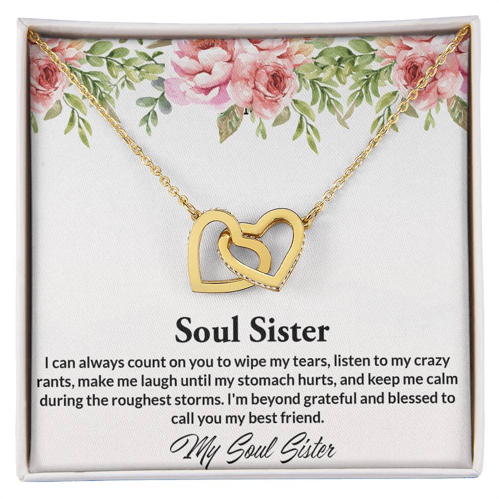 Soul Sisters Necklace Bff Necklace Best Friend Gift Jewelry Interlocking Hearts Necklace