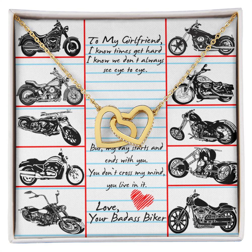 To My Girlfriend Interlocking Hearts Necklace