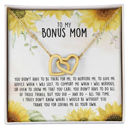 Premium To My Bonus Mom - I Truly Don'T Know Where I Would Be Without You Interlocking Hearts Necklace