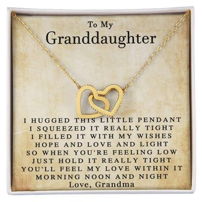 To My Granddaughter Love Grandma Interlocked Heart Necklace Interlocking Hearts Necklace
