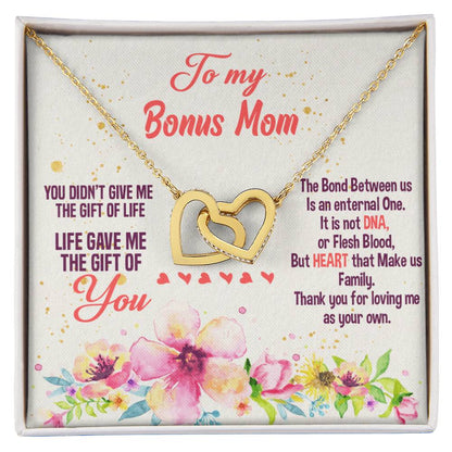 Life Gave Me The Gift Of You - Gift For Bonus Mom Interlocking Hearts Necklace