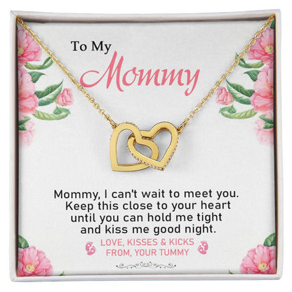 To My Mommy - From Your Tummy - Pregnancy Gift - Mother'S Day Gift - Luxury Necklace Interlocking Hearts Necklace