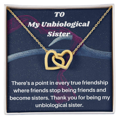 Unbiological Sister Gift Best Friend Necklace Big Little Sorority Soul Sister Bridesmaid Gift 14Kt Gold Filled Interlocking Hearts Necklace