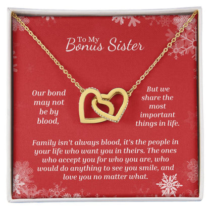 Love You No Matter What - Interlocking Hearts Necklace For Bonus Sister