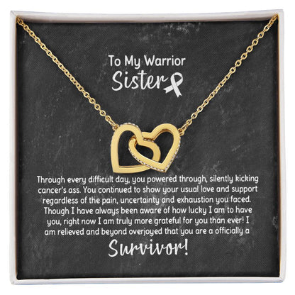 Sister Cancer Survivor Necklace Interlocking Hearts Necklace