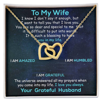 Personalized Wife Necklace Husband To Wife Gift For My Wife Romantic Wife Gift Wife Birthday Surprise Wife Appreciation Up The Movie Interlocking Hearts Necklace