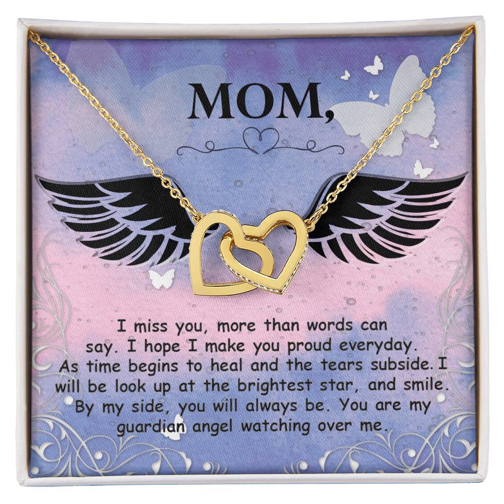 Mom - I Miss You More Than Words Can Say - Interlocking Heart Necklace Interlocking Hearts Necklace