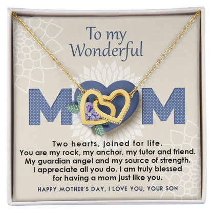 Mother And Son Interlocking Hearts Necklace - Joined For Life