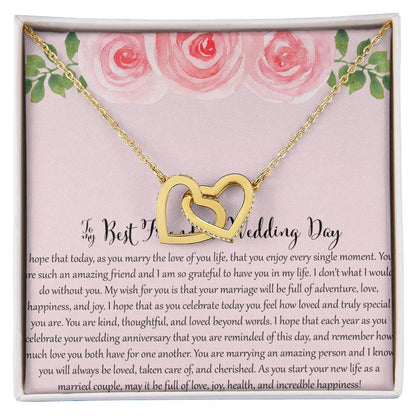 To My Bestfriend On Her Wedding Day - Floral Interlocking Hearts Necklace