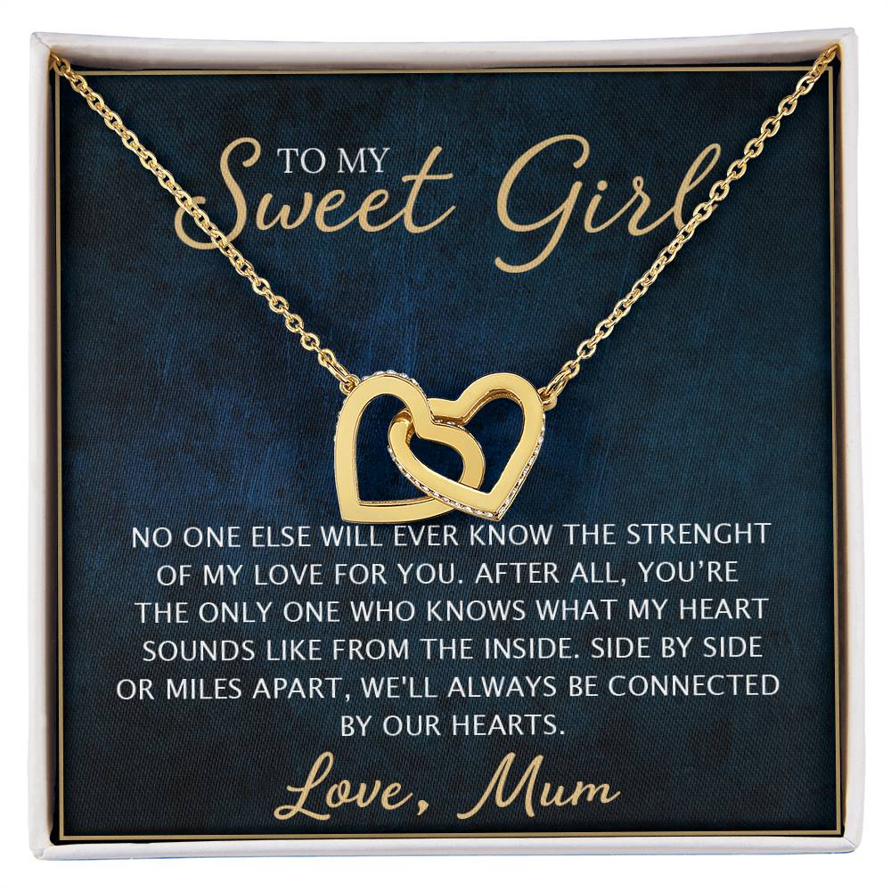 To My Daughter - Unique Heart Bonding Necklace Gift Set Interlocking Hearts Necklace