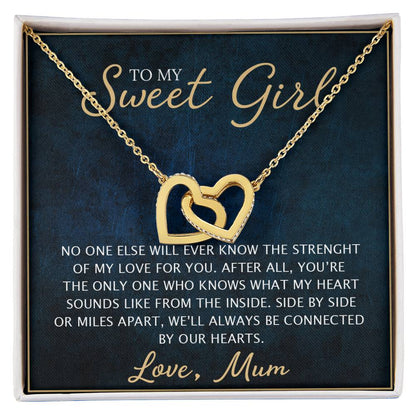To My Daughter - Unique Heart Bonding Necklace Gift Set Interlocking Hearts Necklace