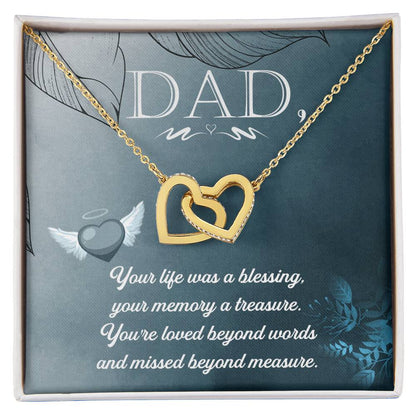 Dad - Your Life Was A Blessing - Necklace Interlocking Hearts Necklace
