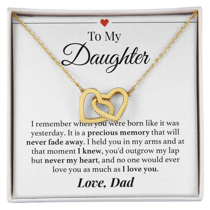 Never Outgrow My Heart Dad Daughter Necklace Interlocking Hearts Necklace