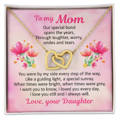To My Mom - Our Special Bond Spans The Years - Necklace Interlocking Hearts Necklace