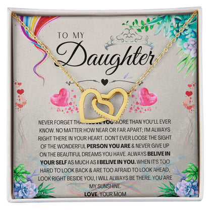 To My Daughter Interlocking Hearts Necklace