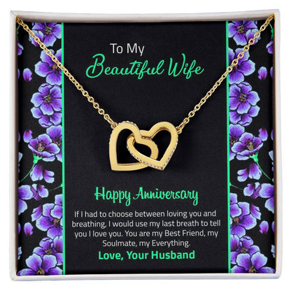 Happy Anniversary Interlocking Hearts Necklace