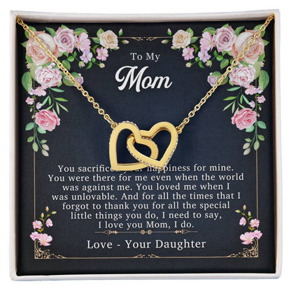 To My Mom - I Love You I Do - Necklace Interlocking Hearts Necklace