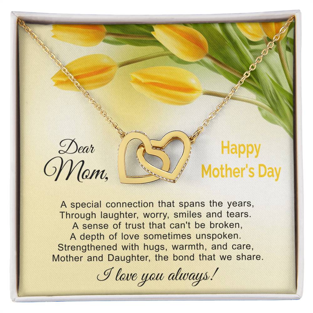 The Bond That We Share - Mother And Daughter Linked Hearts Necklace Interlocking Hearts Necklace