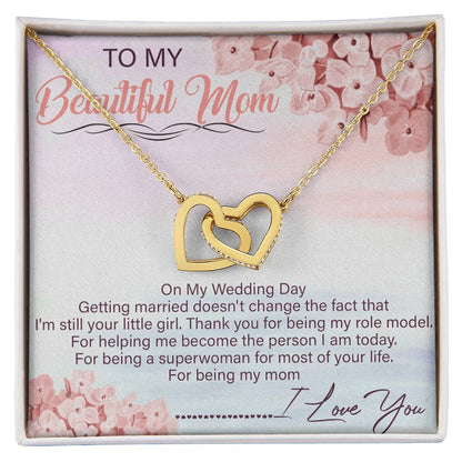 To My Beautiful Mom Interlocking Hearts Necklace Message Card