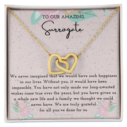 Surrogate Appreciation Gift Surrogate Gift Surrogate Gift With Message Card Surrogate Transfer Day Thank You Gift Interlocking Hearts Necklace