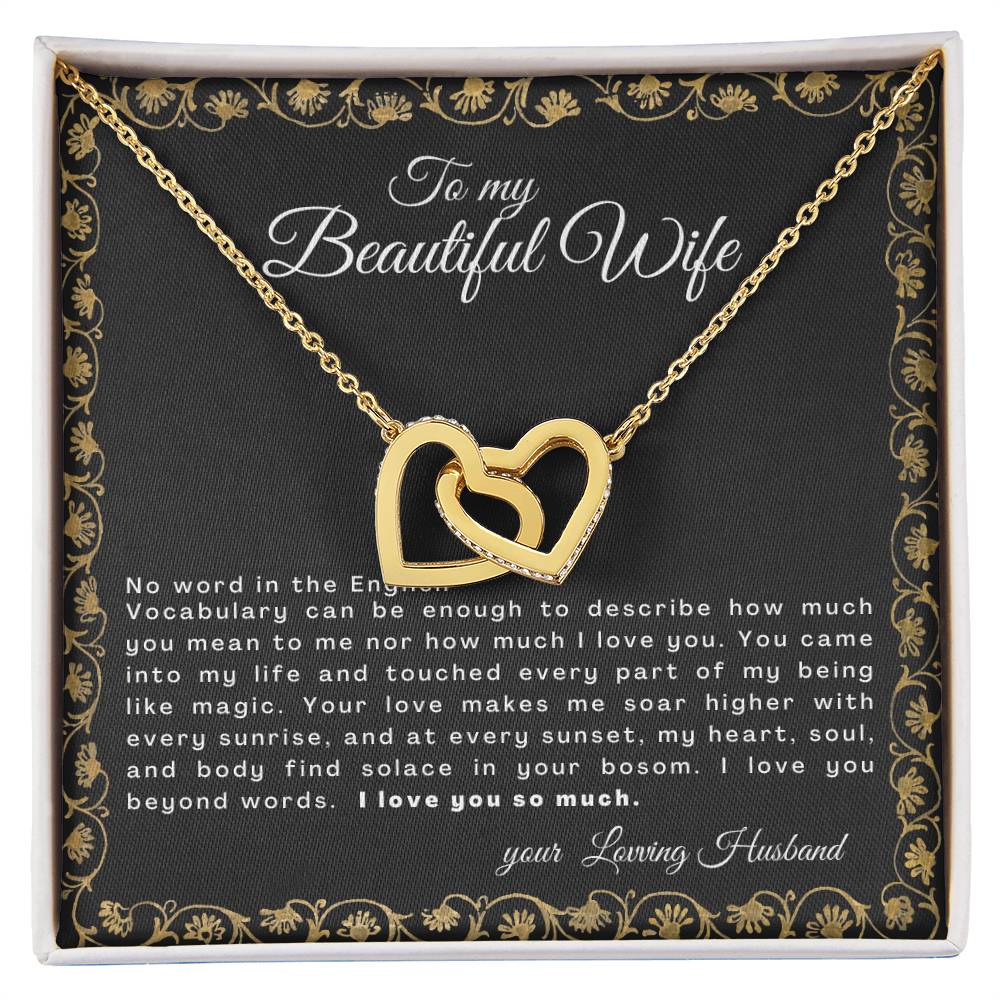 Gift For Wife No Word In The English Vocabulary Interlocking Hearts Necklace